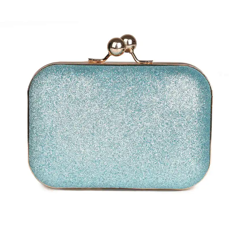 Pochette en cuir pur vert menthe Luxy Moon Glitter Vue de face