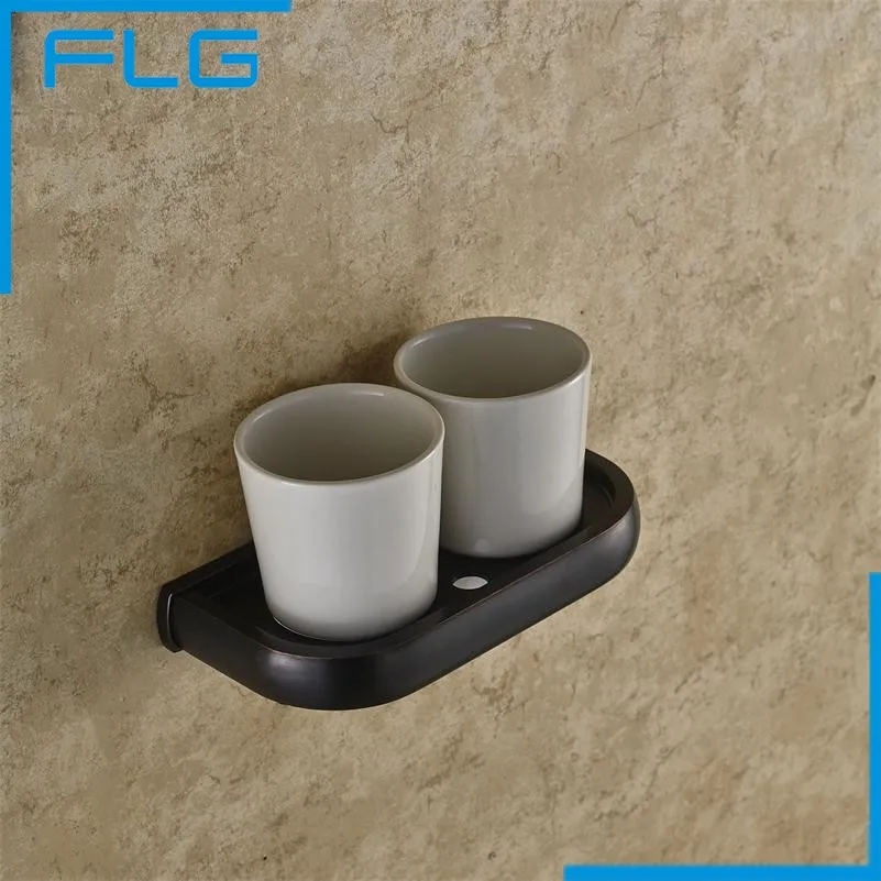 Bathroom Accessories Black Oil Rubbed Bronze Brass Bath Double Cup