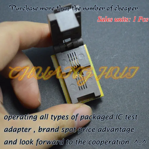 IC TEST WSON8 QFN8 5x6mm to DFN8 QFN8 6x8mm test socket DFN8 WSON8 MLF8 to QFN8 socket Pitch=1.27mm IC TEST WSON8 QFN8 5x6mm to DFN8 QFN8 6x8mm test socket DFN8 WSON8 MLF8 to QFN8 socket Pitch=1.27mm