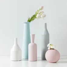 Европейская Керамическая Настольная Ваза скандинавский белый синий розовый серый настольные вазы для цветов садовый цветочный горшок украшение домашний декор