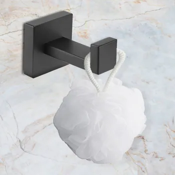 

Stainless Steel Bath Coat Hook Single Towel Clothes Holder Wall Mounted Black