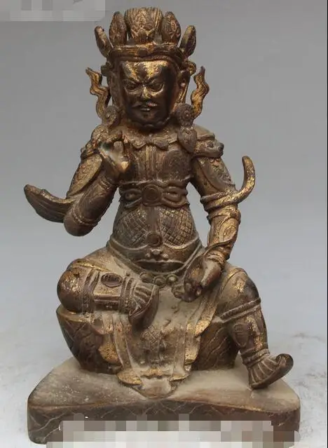 

Old Chinese Bronze Carving Mouse Yellow Jambhala Mammon Wealth God Buddha Statue