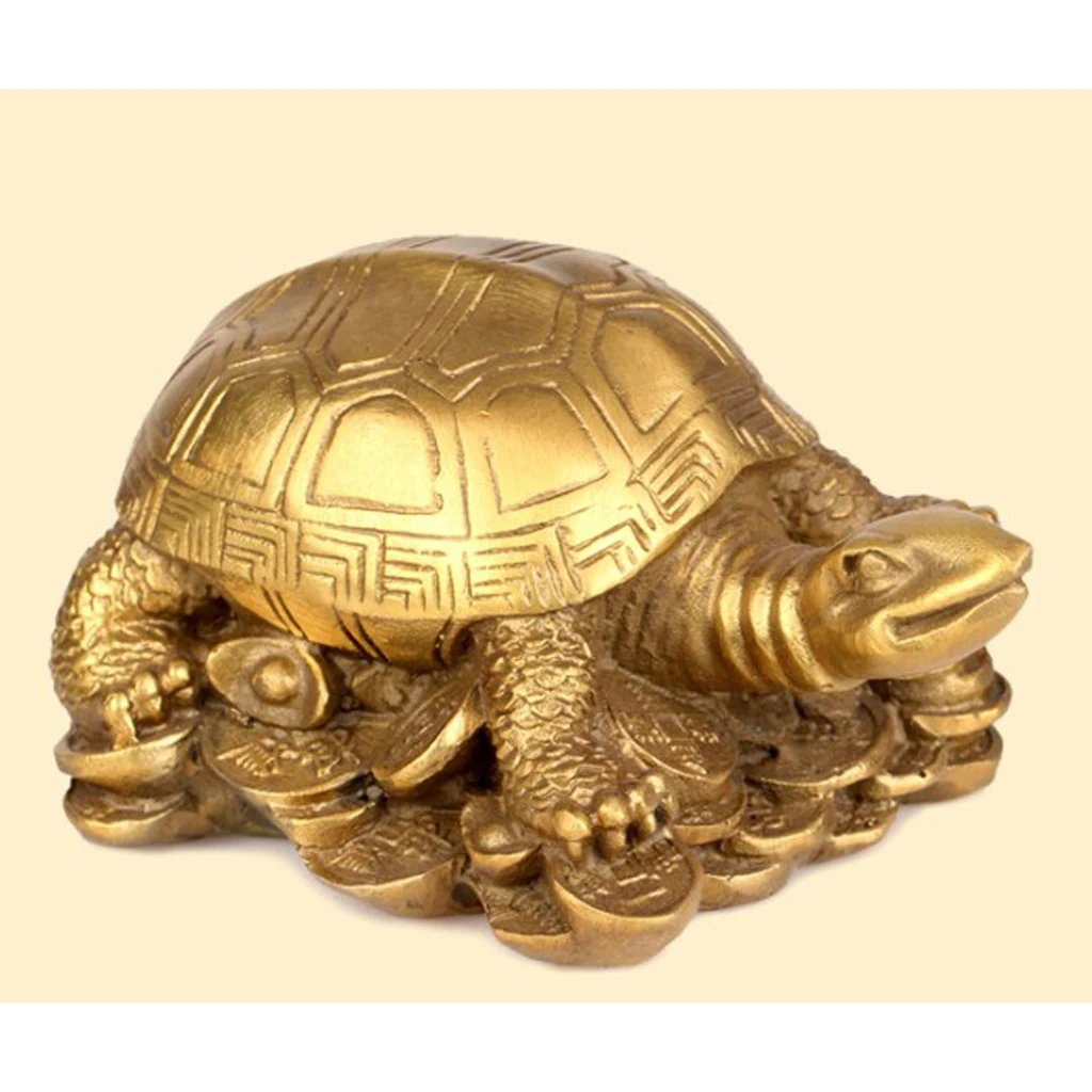 Dragon Turtle Feng Shui Copper Wealth Lucky Wealthy Attaching Money Mascot Home Decor Figure Miniatures Craft	