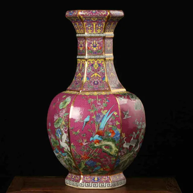 Antique Palace Restoring Jingdezhen Handmade Sculpture ceramic-decorative-vase Collection Qing qian long Porcelain Flower Vase 2