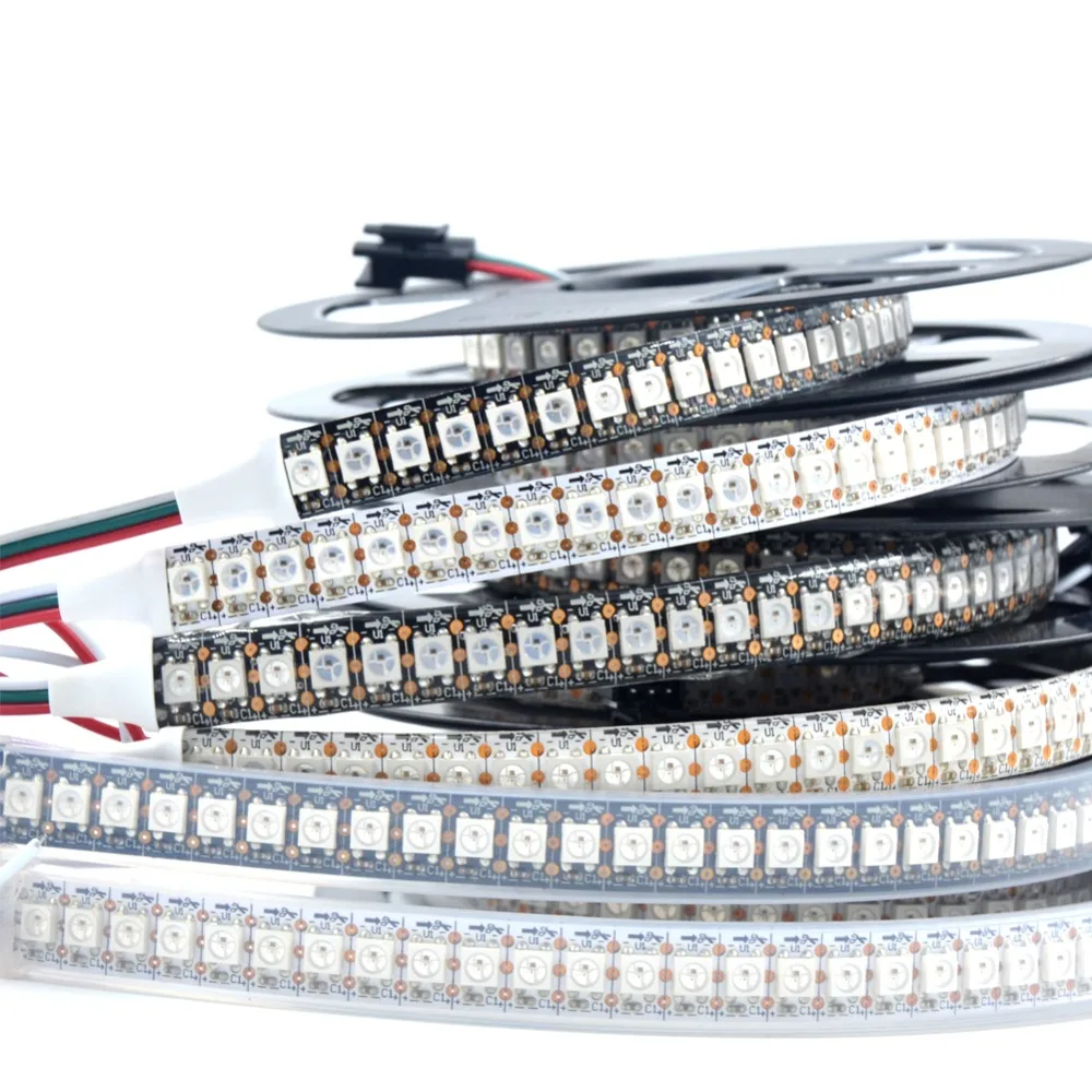 1 м/5 м WS2812B SK6812 30/60/74/96/144 пикселей/м 2811ic Встроенная индивидуально Адресуемая RGB