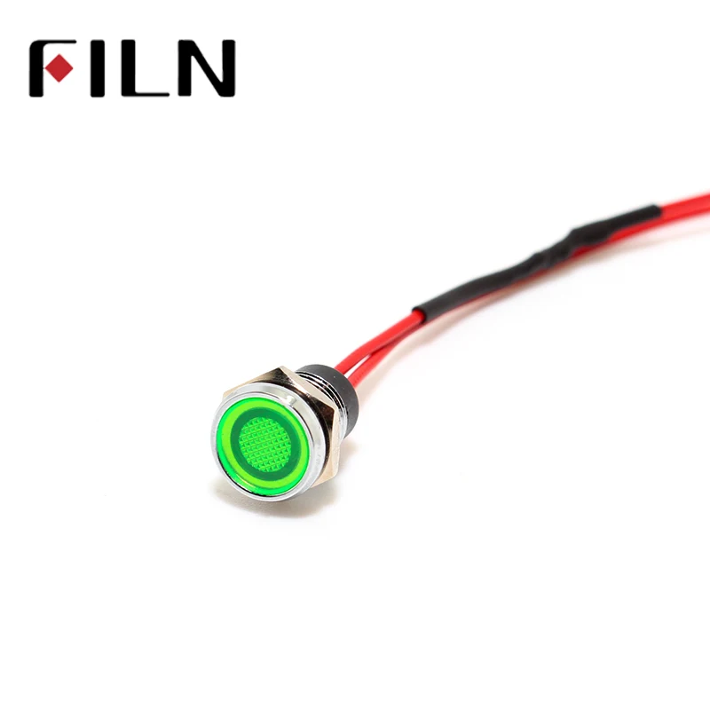 FILN 8 мм FL1M-8FW-3 красный желтый синий зеленый белый 6 в 12 В 110 В 24 В 220 В светодиодная металлическая сигнальная лампа с кабелем 20 см