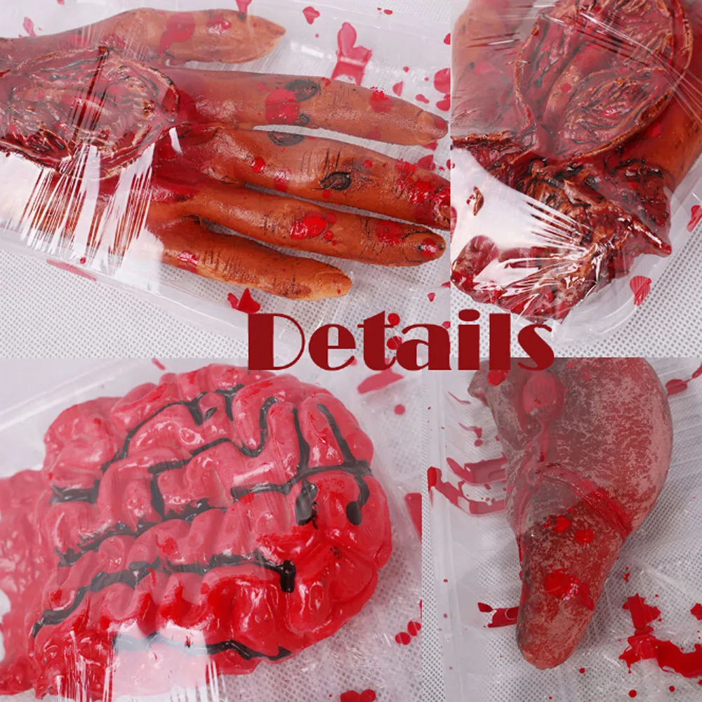 

2018 halloween party lighted Halloween Fake Heart Brain Organ Haunted House Blood Horror Props Trick wholesale &s