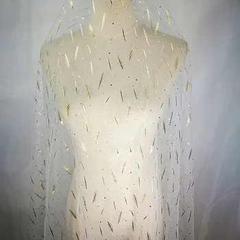 

The new small leaf gilt silver nylon mesh soft cloth lace dress skirt dress curtain fabric