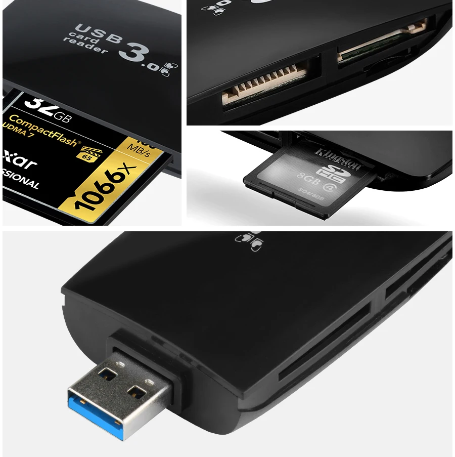 Rocketek usb 3,0 мульти карта памяти ридер адаптер кардридер для micro SD/TF CF MS microsd ридеры ноутбук