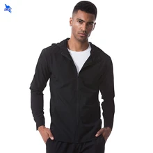 Мужская куртка для бега на молнии с капюшоном, быстросохнущая эластичная Спортивная Толстовка для велоспорта, фитнеса, тренажерного зала, ветрозащитная толстовка с капюшоном