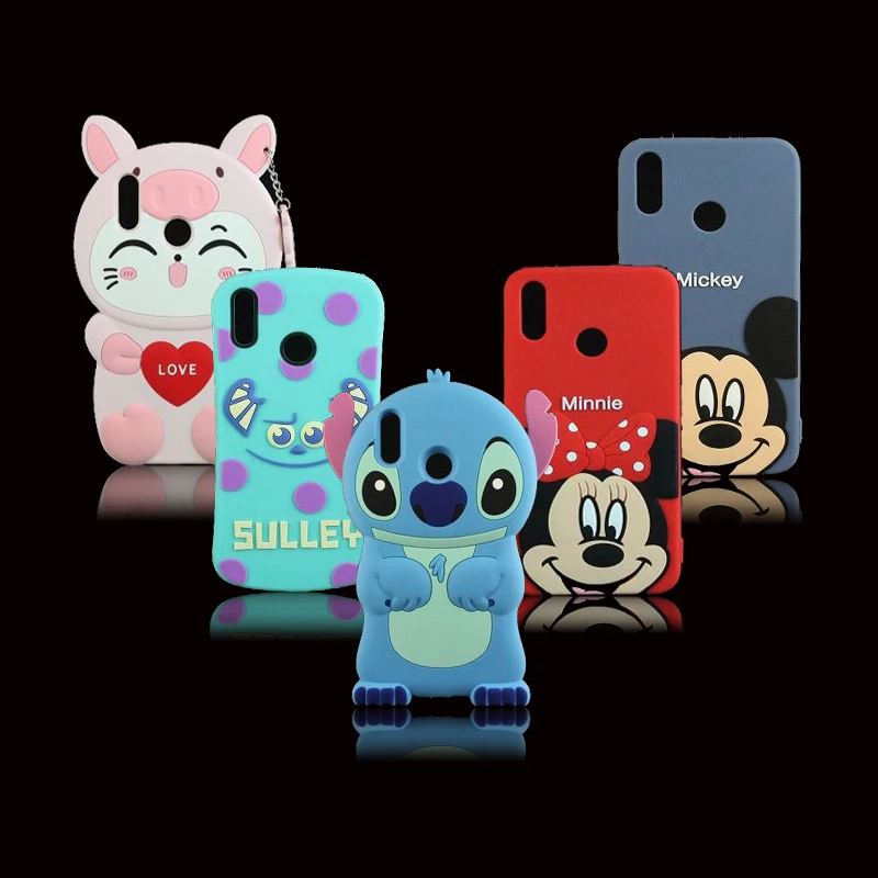 

For Huawei Y9 2019 3D Silicon Stitch Minnie Mickey Rich Fun Cartoon Soft Phone Back Case for Huawei Honor 8X Y92019 Rubber Cover