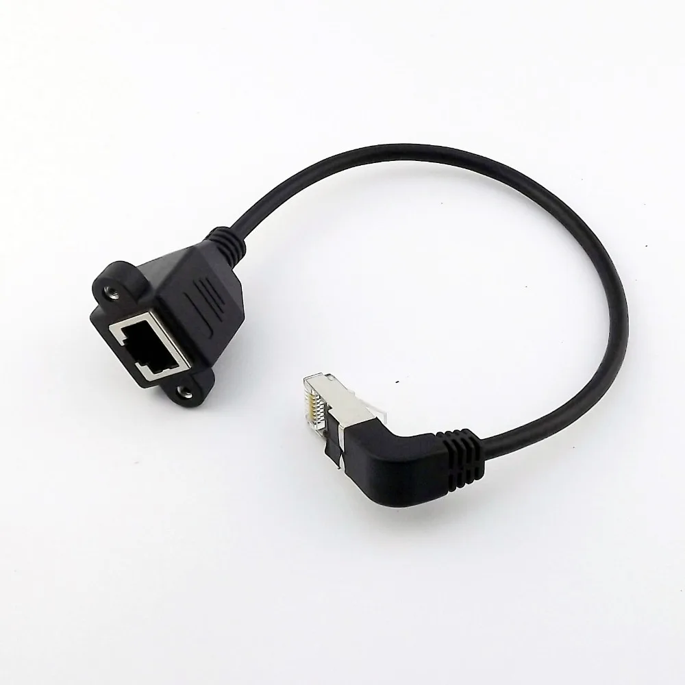 

1x Ethernet LAN Network RJ45 Male Down Angled to Female Panel Mount Male to Female Extension Cable 30cm UP/Down Angle