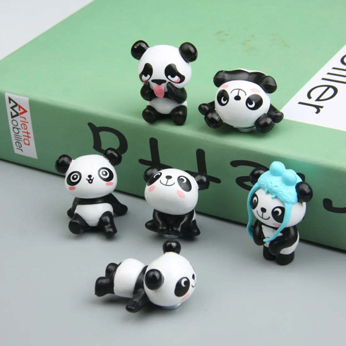 

2pcs/set Cute Panda Fridge Magnet PVC Toy Figure Refrigerator Sticker Message Holder Home Decor Random