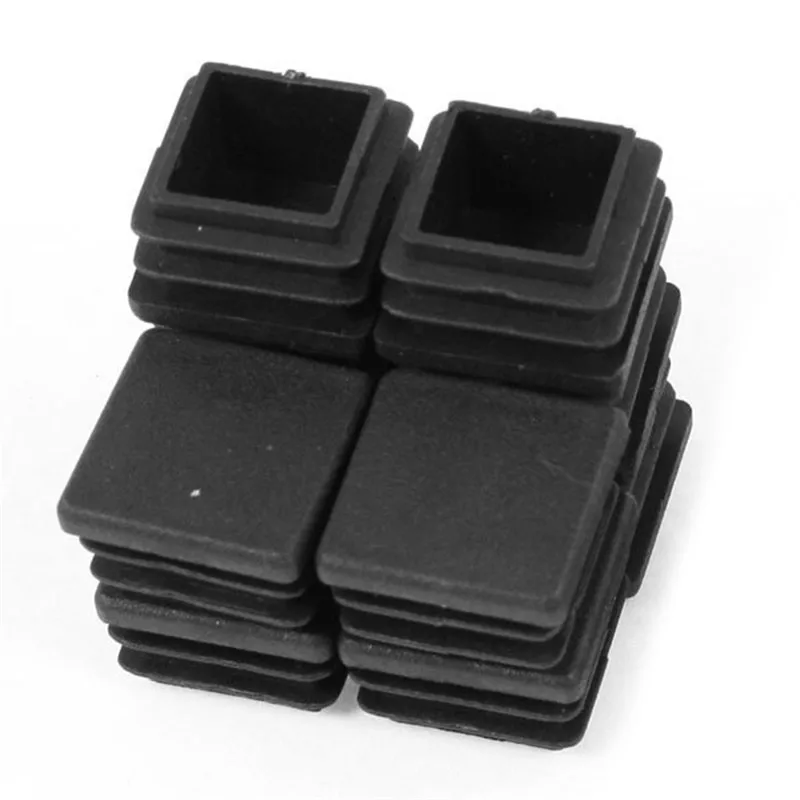 

Hot Sale 12 Pieces Plastic Black Square Plugs for The Ends Table Leg End Inserted Tube 20mm x 20mm Blanking End Cap Cover