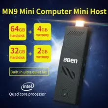 Bben Windows 10 мини-ПК компьютер, ЦПУ Intel Core, встроенный вентилятор, DDR3 4 Гб оперативной памяти, 64 ГБ EMMC, или 2 г/32 г, z8350 Android TV Stick ключ