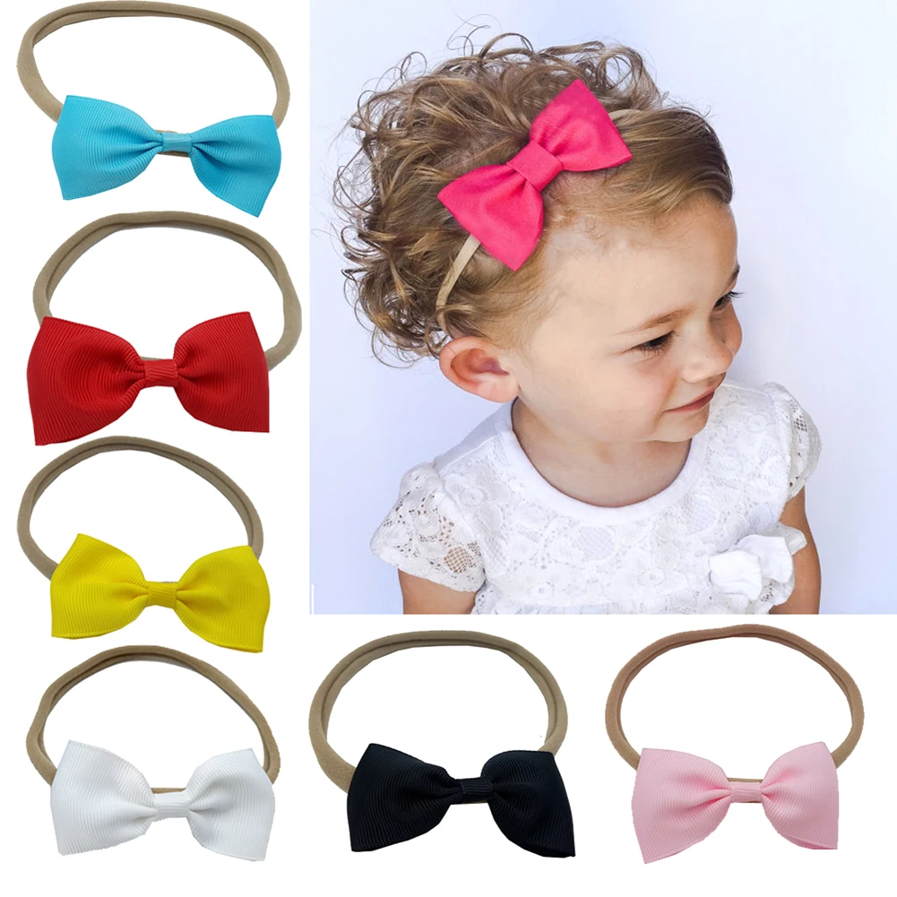 

10Pcs Mixed Color Elastic Girls Hair Bands Headband Solid Bowknot Hair Decoration Headbands Headwear Hairbands
