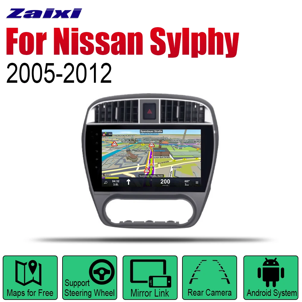 ZaiXi Android автомобильный радиоприемник GPS навигация для Nissan Sylphy 2005 2006 2007 2008 2009 2010 2011