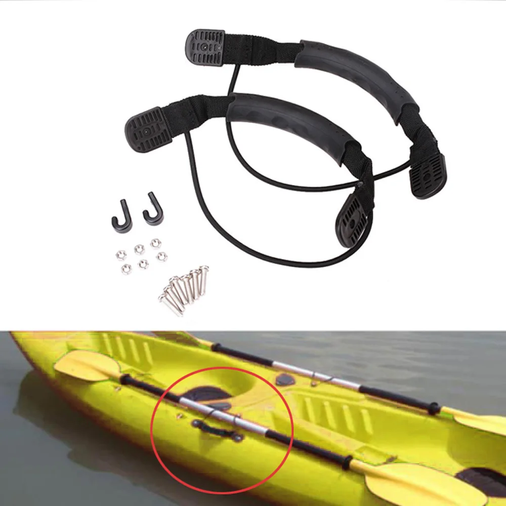 2Pcs Marine Boat Canoe Kayak Side Mount Carry Handle Paddle Bungee Screws Access 