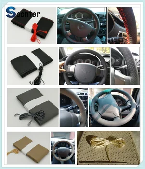 

car accessories Soft fiber leather steer braided DIY steering wheel cover For Jeep Renegade SAHALA