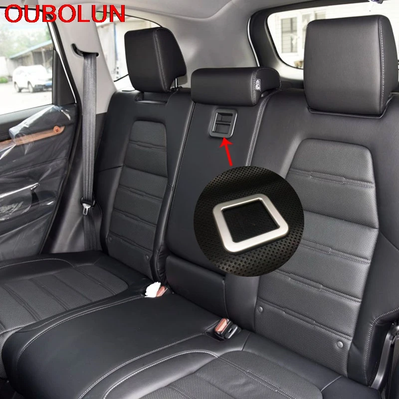 

OUBOLUN 1piece For Honda CRV CR-V 2017 2018 ABS Carbon Fiber or Chrome Matte Rear Seat Middle Armrest Switch Cover Car Styling