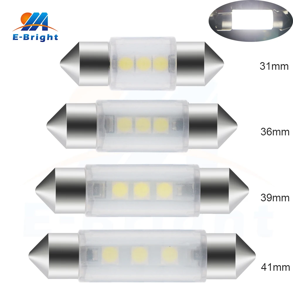 10 шт. белый купольный светильник 3030 3 SMD C5W 31 мм 36 39 41 Festoon лампы 3021 3423 DC 12V лампа для