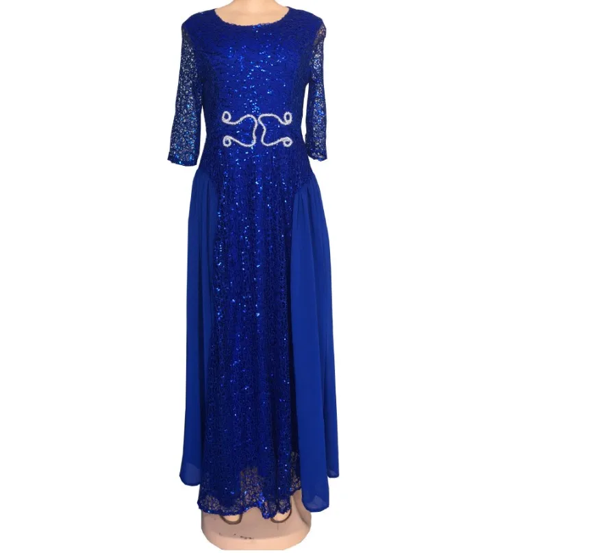 

Hot sale elegant sequins evening dress lace high quality red net dress african dresses for women