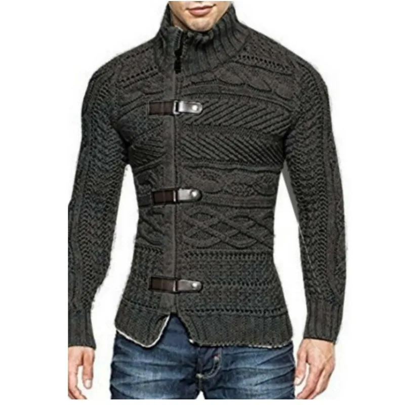 

SMONSDLE 2018 Autumn Winter Brand Sweater Cardigan Men Casual Slim Sweaters Male Warm Thick Hedging Turtleneck Sweater Men S-3XL