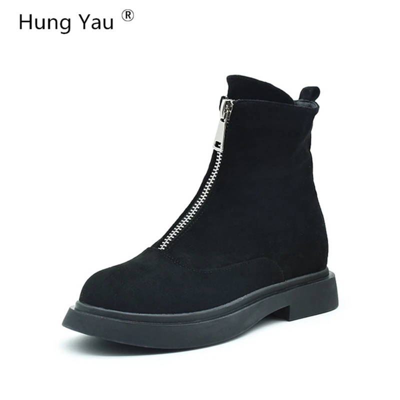 

Hung Yau Women Warm Boots Winter Ankle Boots Martin Boots Casual Shoes Black Round Toe Women Fur Shoes Female Boots Zip Size 8