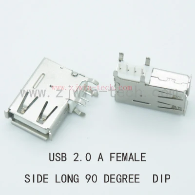 

5PCS USB 2.0 Jack 4Pin USB Charging Connector Female Side Pin Insert DIP Long Body