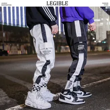Разборчивые Лоскутные Боковые Полосатые прямые брюки для бега мужские мужские уличные спортивные штаны Мужские Винтажные корейские весенние брюки