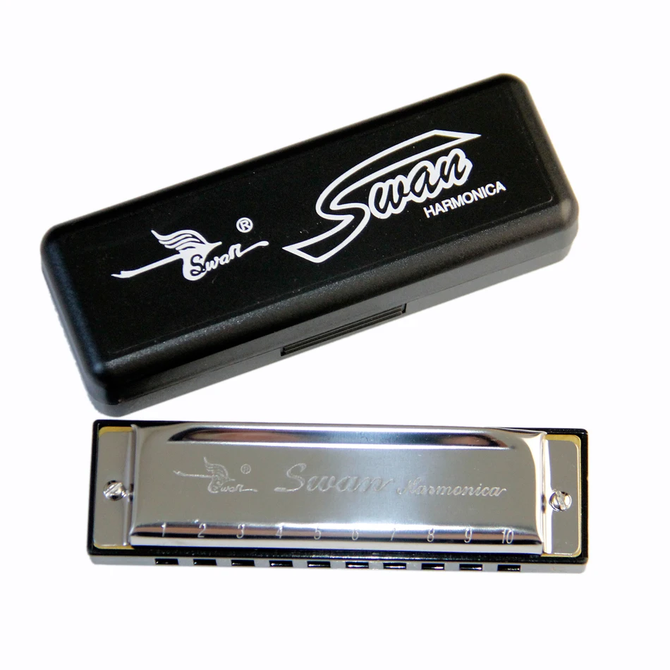 

SWAN SW1020 C Key Harmonicon / 10 Hole Blues Harmonica / Stainless Steel Cover Diatonic Harmonica with 20 Tones Free Shipping