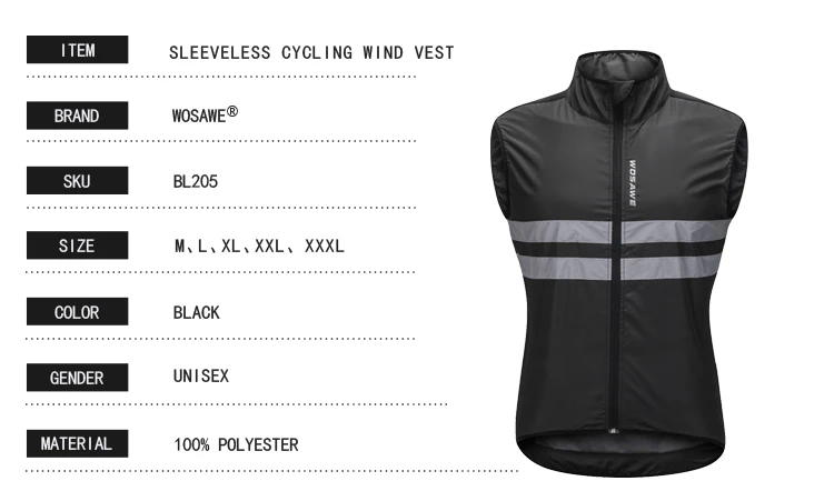WOSAWE, тонкие куртки для велоспорта, дождеотталкивающие, без рукавов, дышащий, светоотражающий жилет, одежда для горного велосипеда, Мужская ветровка, куртки
