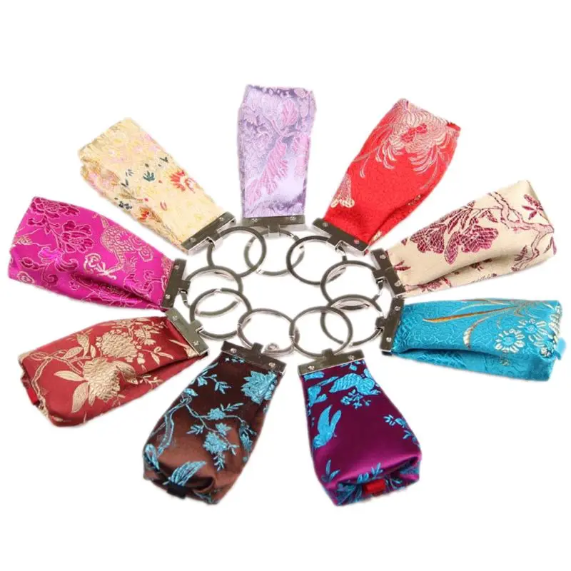 

THINKTHENDO Fashion Women Girls Mini Wallet Zip Coin Purse Card Key Ring Holder Small Change Bag Silk Cloth Small Coin Purses