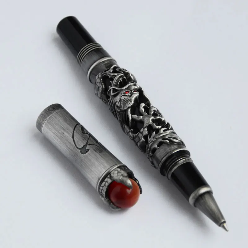 Роликовая Шариковая ручка JINHAO DRAGON KING PLAY жемчужная черная и античная серебряная кисть отделка тиснение 3 вида цветов на выбор