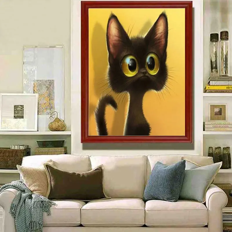 

35*35cm DIY Diamond Embroidery Painting Big Eyes Cat Crystal Diamond Painting Cross Stitch Wall Hanging Home Decor Accessories