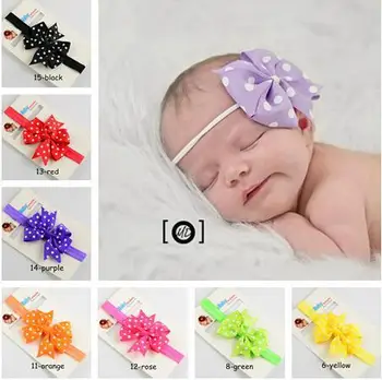 

50 pcs/lot Baby girls polka dot bow headband