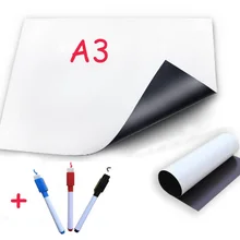 A3 Magnetic Whiteboard Fridge with 3 Marker Vinyl White Board Dry Erase Memo Pad Message Boards Magnets Sticker Flexible Soft