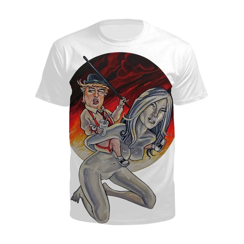2019 Summer Casual Short Sleeve Men Tshirts Donald Trump Funny Digital Printed Men T shirt Men O Neck Cropped Tops Street Wear
