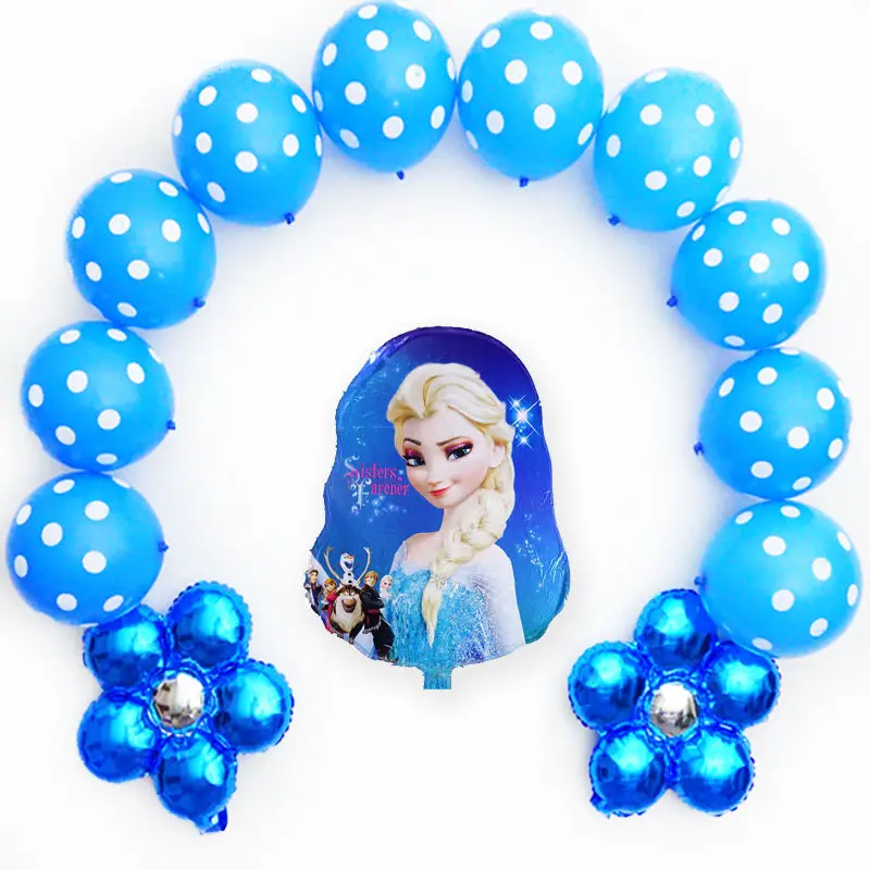13 шт./компл. воздушный шарик из фольги в форме цветка смешанные принцессы воздушный шар с Золушкой латекс глобус для день рождения украшения - Цвет: 13pc  Blue  F04