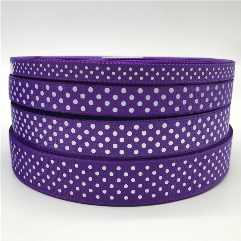 

10mm 15mm 20mm 25mm Grosgrain Ribbon Purple Printing Polka Dot Hair Bow Party Christmas Wedding Decoration DIY Gift Wrapping