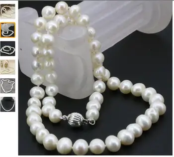 

Women Gift Freshwater New fashion hot 8-9mm white genuine natural freshwater cultured pearl beads necklace for women jewelry cha