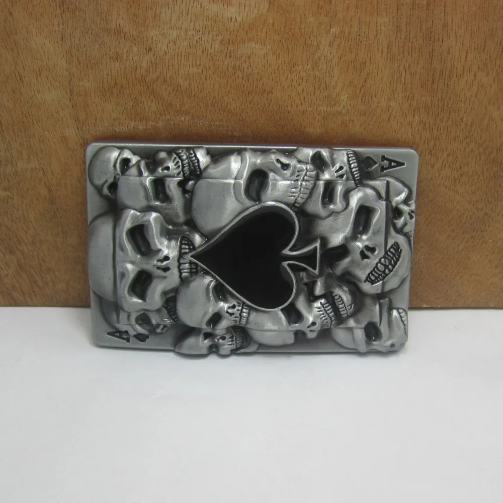 

BuckleClub zinc alloy retro western skulls playing card A jeans gift belt buckle FP-02189 for men 4cm width loop drop shipping