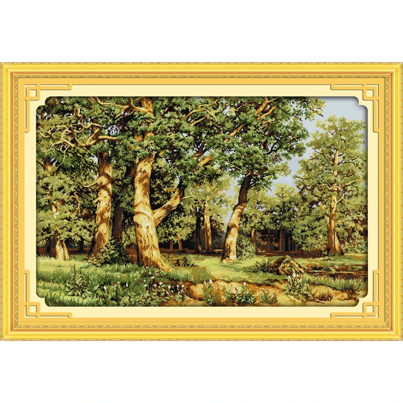 Kopen Eeuwige liefde Kerst Eiken bos Ecologische katoen Chinese Cross Stitch kit gedrukt 11CT 14CT Gedrukt bruiloft decoratie
