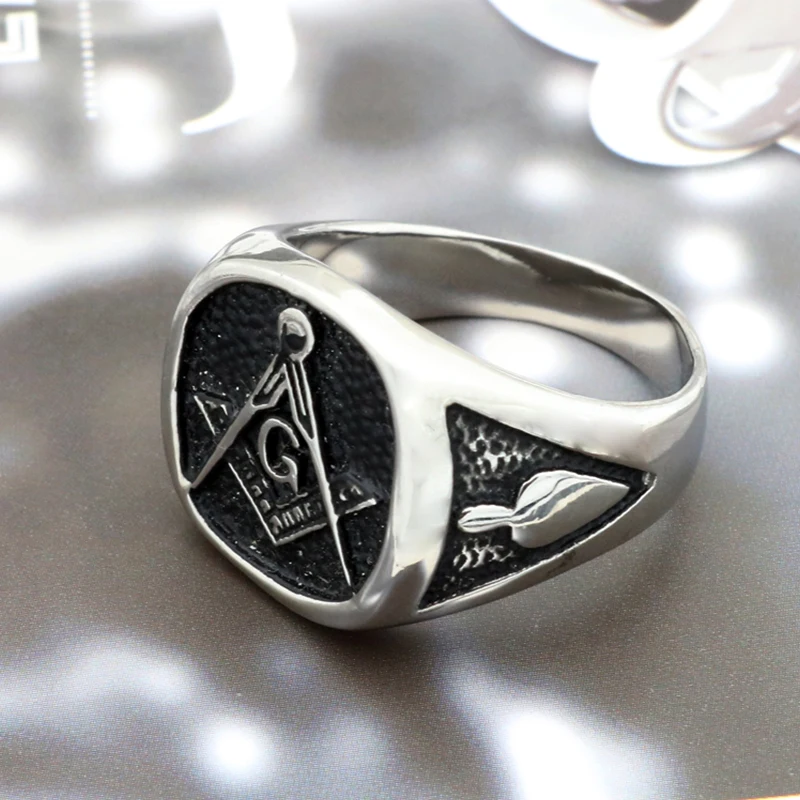 Buy 316L Stainless Steel White Masonic Ring For Men