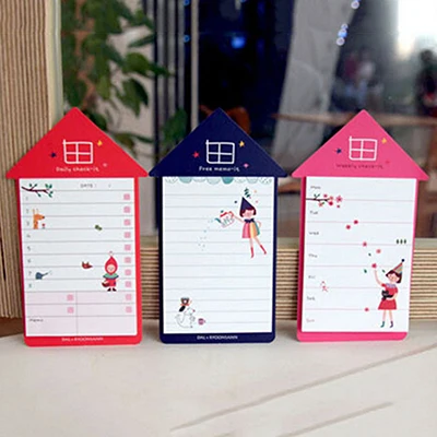 2016 Print House Shape Sticky Notes   Memo Pad School Supplies Planner Stickers Paper Bookmarks Korean Stationery