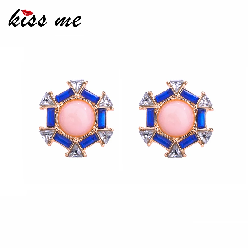 

KISS ME Cute Fashion Pink Geometric Stud Earrings Fashion Jewelry New Brand Women Accessories Brincos