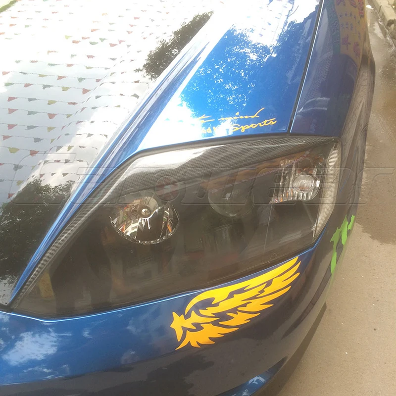 For Hyundai Coupe Carbon Fiber Car Styling Head font b Lamp b font Eyebrows Cover Trim