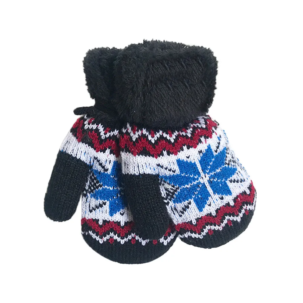Брендовые новые модные перчатки детские зимние хлопковые милые теплые зимние перчатки для новорожденных девочек и мальчиков - Цвет: Черный
