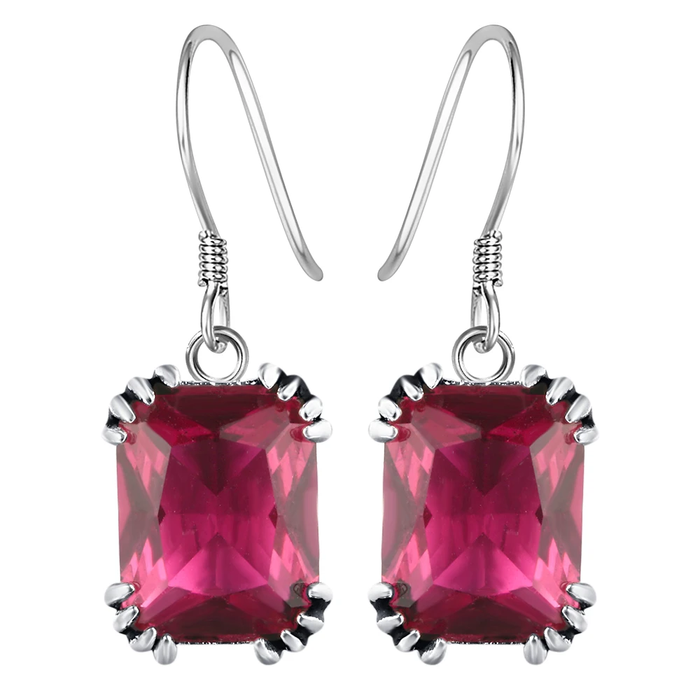 

Hainon Квадратные Серьги серебряного цвета с красным кубическим цирконием для женщин 2019, дешевые модные украшения, серьги с инкрустацией