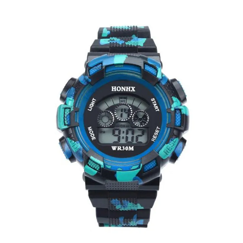 

Fashion Boy Girl Alarm Date Digital Multifunction Sport LED Light Wrist Watch Durable Power Shockproof Convenient Round dial